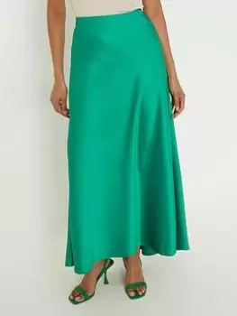Dorothy Perkins Satin Bias Midaxi Skirt - Green, Size 10, Women