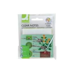 Q-Connect Clear Notes 76x76mm Semi-Transparent Assorted Pack of 4