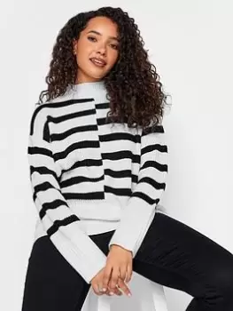 M&Co Mono Cutabout Stripe Jumper, White, Size 14-16, Women