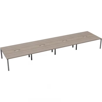 10 Person Double Bench Desk 1400X800MM Each - Silver/Grey Oak