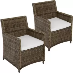 2x Rattan chair Saint Tropez - outdoor seating, garden seating, rattan chair - brown/white