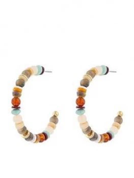 Accessorize Stone Beaded Hoop Earrings - Multi
