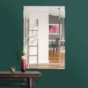 MirrorOutlet Milton All Glass Bevelled Square Corner Wall Mirror 100 X 70 Cm