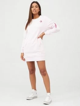 Converse Blocked Fleece Sweatshirt Dress - Pink, Size L, Women
