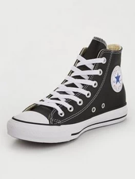 Converse Chuck Taylor All Star Leather Hi Top - Black/White, Size 4, Women
