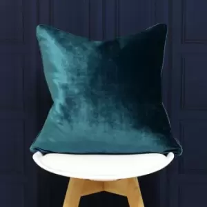 Luxe Soft Faux Velvet Piped Cushion Cover, Teal, 55 x 55cm - Riva Paoletti