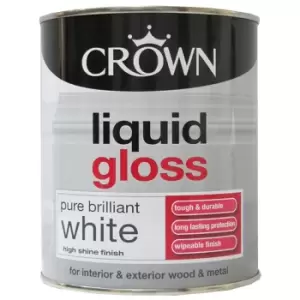 Crown Liquid Gloss Paint, 750ml Pure Brilliant White