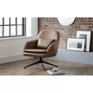 Bettie Soft Brown Faux Leather Metal Base Accent Chair