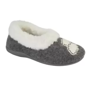 Sleepers Womens/Ladies Sheep Faux Fur Slippers (6 UK) (Grey)