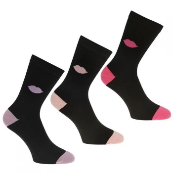 Lulu Guinness Lulu Lip Ankle Socks - BLK