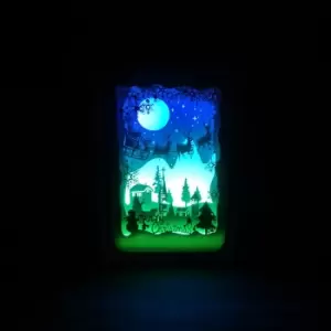 Premier 16cm x 11cm Battery Operated Light up Diorama Moonlight Santa Sleigh