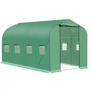 Walk in Polytunnel Greenhouse with Windows and Door for Garden, Backyard (4 x 2M) - Outsunny