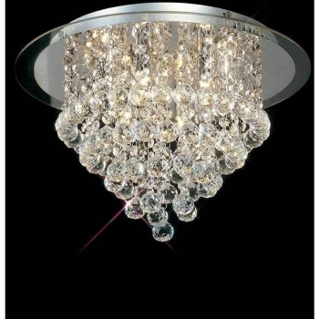Atla 6-light ceiling light in polished chrome / acrylic / crystal trim