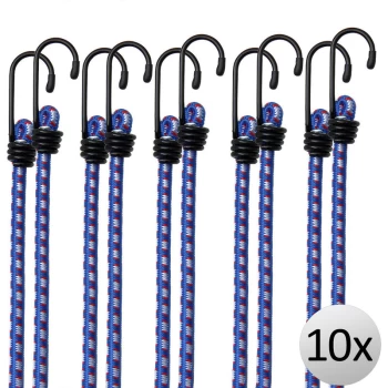 10x Bungee Cords 30.5cm Lashing Straps Expander Luggage Strap Elastic Durable Metal Hooks Assorted Combinable Weather-resistant - Deuba