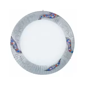 Kolarz SERENA - Designer Glass Patterned Flush Ceiling Lamp Polished Chrome - Kiss Silver Pattern, 2x E27