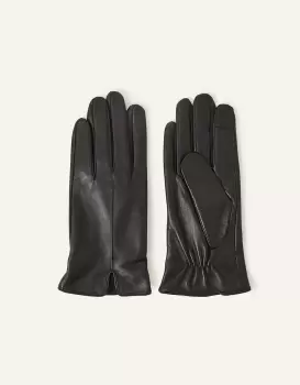 Accessorize Touch Screen Leather Gloves Black