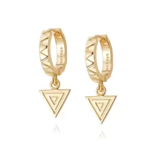 Daisy London 18ct Gold Plate Artisan Stamped Drop Huggie Earrings 18ct Gold Plate