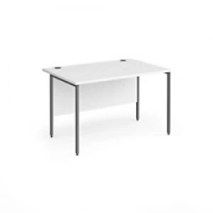 Dams International Rectangular Straight Desk with White MFC Top and Graphite H-Frame Legs Contract 25 1200 x 800 x 725mm