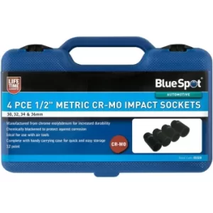 BlueSpot 01528 4 Piece 1/2" Cr-Mo Socket Set (30-36mm)