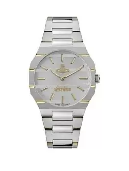 Vivienne Westwood Vivienne Westwood Bank Unisex Quartz Watch With Light Grey Dial And Two Tone Stainless Steel Bracelet