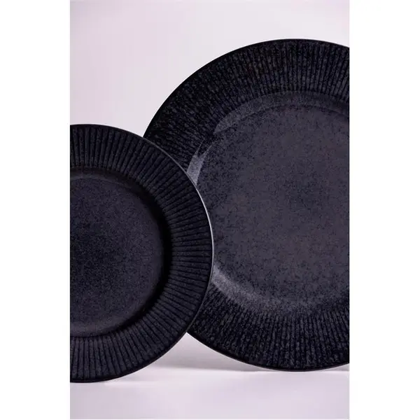 Mason Cash Reactive Linear Black Dinner Plate x4 Plates 27cm Black 80368603001