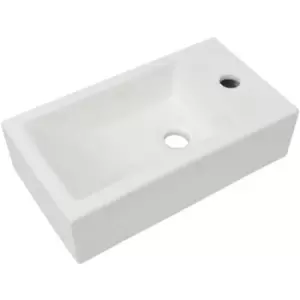 Basin with Faucet Hole Rectangular Ceramic White 46x25.5x12cm Vidaxl White