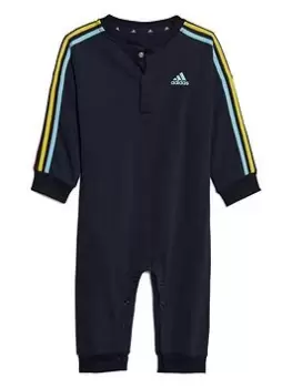 adidas Infant 3-Stripes All-in-One - Navy, Size 0-3 Months