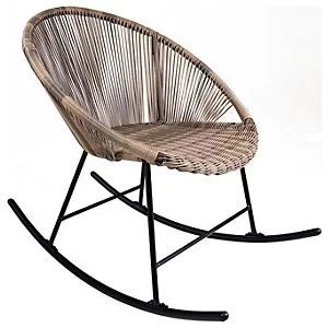 Charles Bentley Bali Rocking Chair Natural PE Rattan, Powder Coated Steel Frame