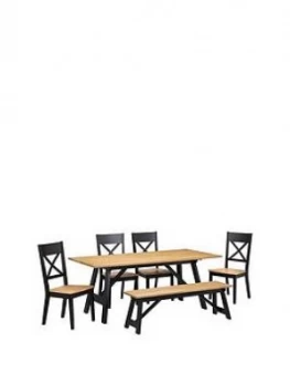 Julian Bowen Hockley 190 Cm Dining Table + 1 Bench + 4 Chairs