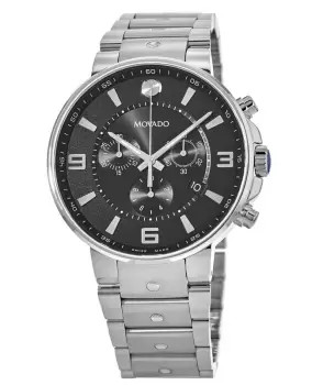 Movado Se Pilot Black Chronograph Dial Stainless Steel Mens Watch 0606759 0606759
