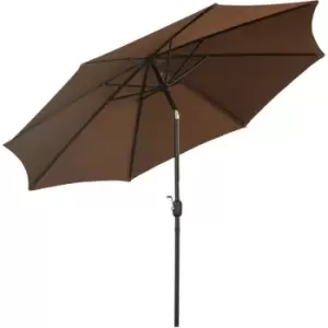 Outsunny - 3(m) Patio Umbrella Outdoor Sunshade Canopy w/ Tilt & Crank Coffee - Coffee