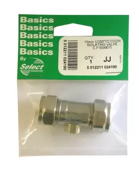 Select Hardware Isolating Valve Chrome Plated 15mm (1 Pack)