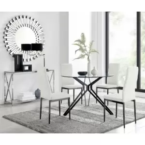 Cascina Dining Table and 4 White Milan Black Leg Chairs - White