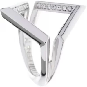 Ladies Karen Millen PVD Silver Plated Angle Crystal Ring Small