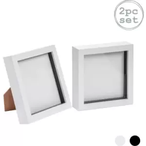 3D Box Photo Frames - 6 x 6' - White - Pack of 2 - Nicola Spring