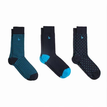 Jack Wills Alandale Multipack Patterned Socks 3 Pack - Blue