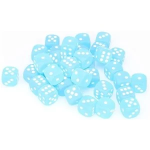 Chessex 12mm d6 Dice Block: Frosted Caribbean Blue/white