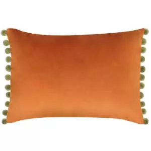 Fiesta Velvet Cushion Rust/Khaki, Rust/Khaki / 35 x 50cm / Polyester Filled