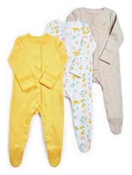 Mamas & Papas Lemon Sleepsuits 3 Pack Baby Girls
