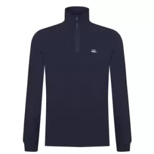 CP Company Piquet Quarter Zip Sweater - Blue