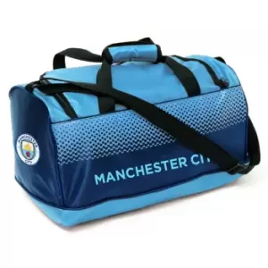 Manchester City FC Official Fade Football Crest Holdall Bag (One Size) (Blue/Navy)