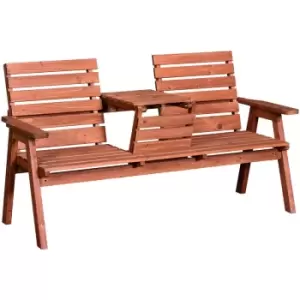Outsunny - Garden Wooden Convertible 2-3 Seater Bench or Companion Chair Loveseat Patio Partner Bench with Middle Table