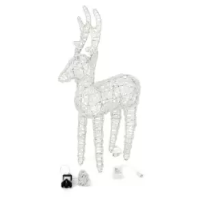 The Winter Workshop - 80Cm Rattan Reindeer Dual Powered - White