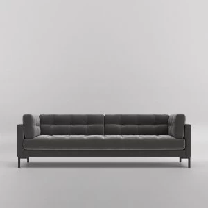 Swoon Landau Velvet 3 Seater Sofa - 3 Seater - Granite