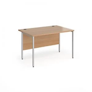 Dams International Rectangular Straight Desk with Beech Coloured MFC Top and Silver H-Frame Legs Contract 25 1200 x 800 x 725mm