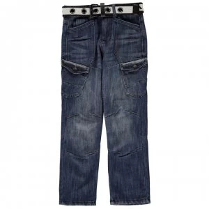 Airwalk Belted Cargo Jeans Junior Boys - Mid Wash