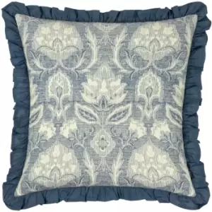Kirkton Floral Pleat Fringe Cushion French Blue, French Blue / 50 x 50cm / Polyester Filled