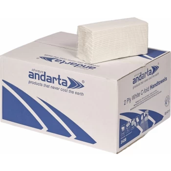 02-011 2Ply White C/Fold Hand Towel 23 x 33cm - Pack Of 2430 - Andarta