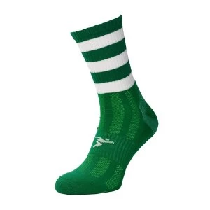 Precision Pro Hooped GAA Mid Socks Junior Green/White - UK Size 3-6