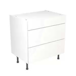 KitchenKIT Slab 80cm 3-Drawer Unit - Gloss White